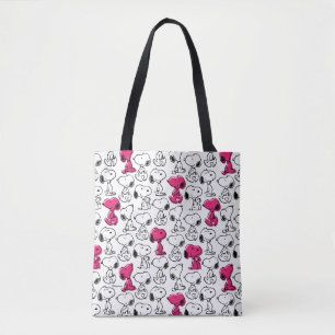 Bolsa Tote Padrão preto e magenta do snoopy