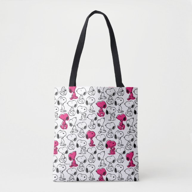 Bolsa Tote Padrão preto e magenta do snoopy (Frente)