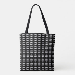Bolsa Tote Padrão preto e prata quadrado moderno e elegante