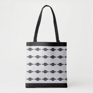 Bolsa Tote Padrão preto moderno e quase branco