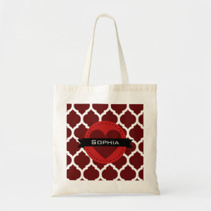 Bolsa Tote Padrão Preto Vermelho de Lattice marroquino