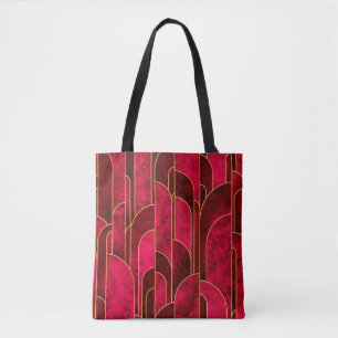Bolsa Tote Padrão Real de Arte Vermelha e Dourada