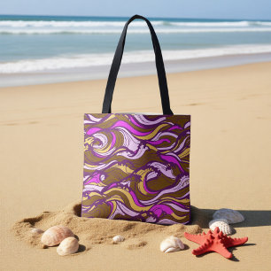 Bolsa Tote Padrão Repetitivo de Feijão Seixo Abstrato Sépia