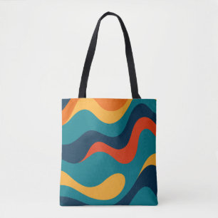 Bolsa Tote Padrão Retro Ondulado Moderno Abstrato