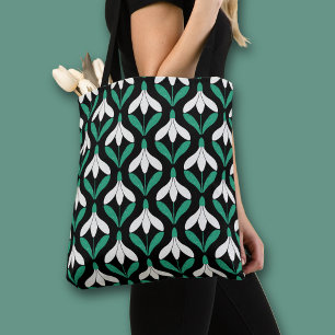 Bolsa Tote Padrão Retro Scandi Snowdrop Modernista de Meados
