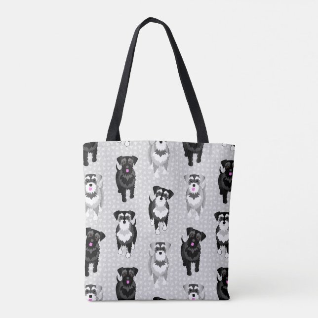 Bolsa Tote Padrão Retroativo dos Schnauzers Cutes (Verso)