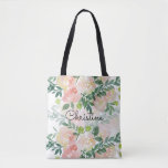 Bolsa Tote padrão romântico das flores aquáticas<br><div class="desc">saco personalizado com padrão de flores aquáticas</div>