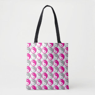 Bolsa Tote Padrão rosa e cinza yang