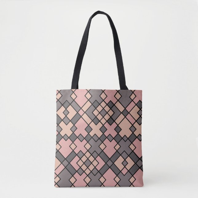 Bolsa Tote padrão rosa e roxo (Frente)