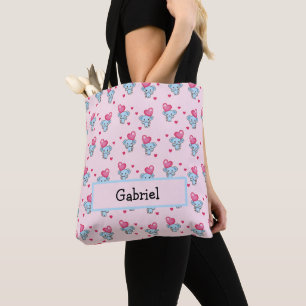 Bolsa Tote Padrão rosa-elefante bonito