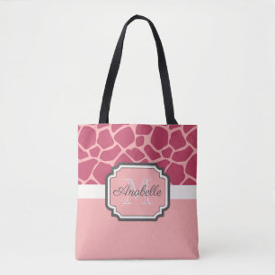 Bolsa Tote Padrão Rosa Girafa