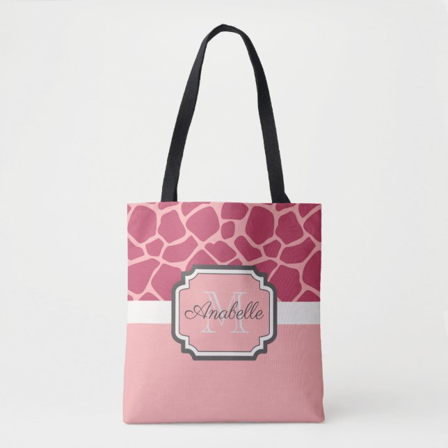 Bolsa Tote Padrão Rosa Girafa (Frente)