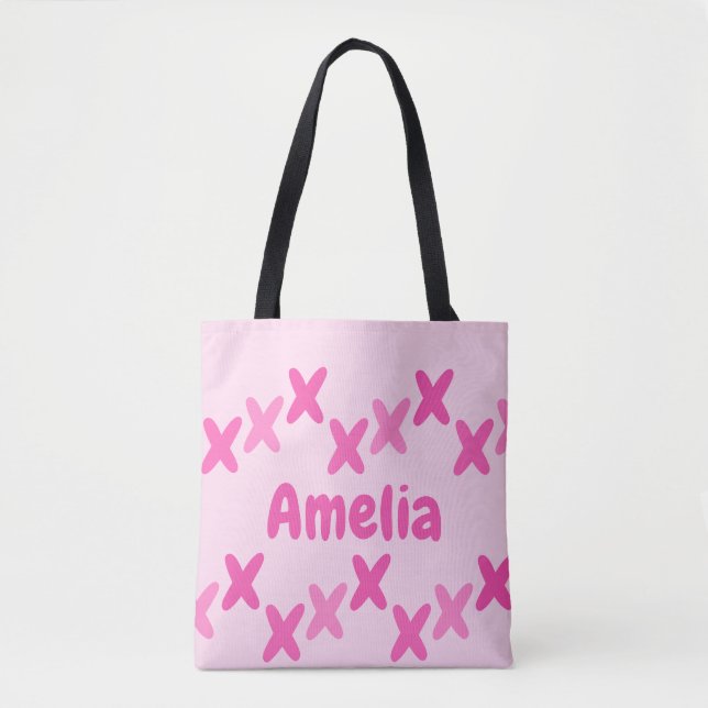 Bolsa Tote Padrão rosa personalizado (Frente)