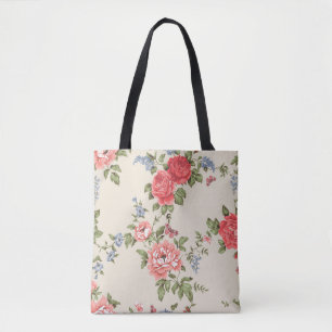 Bolsa Tote PADRÃO rosa vermelha SEM COSTURA COM CINTOS AZUISs