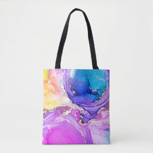 Bolsa Tote Padrão Roxo e Azul Sem Costura Minimal com Brilho