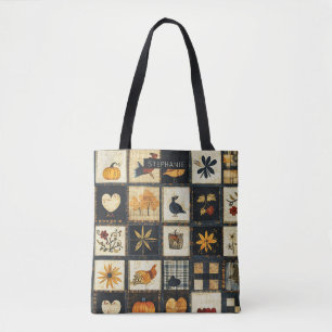 Bolsa Tote Padrão Rustic Autumn Quilt   Patchwork de fazenda