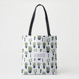 Bolsa Tote Padrão Rustic Dark Green Cactus Desert