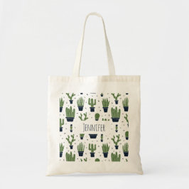 Bolsa Tote Padrão Rustic Green Cactus Desert