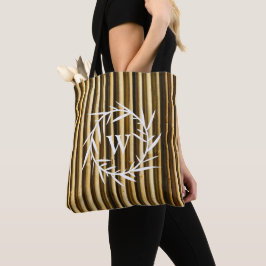 Bolsa Tote Padrão Rústico de Linhas Verticais do Monograma de