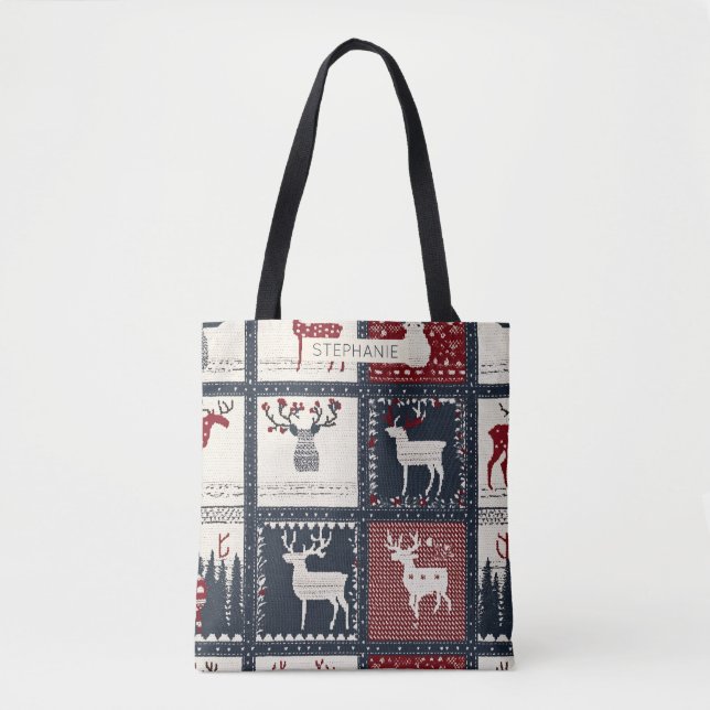 Bolsa Tote Padrão Rústico de Patchwork | Nórdico (Frente)