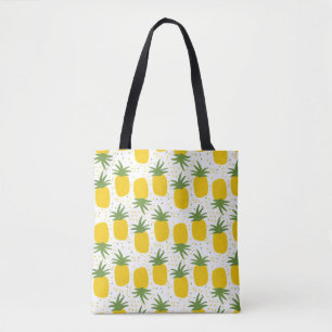 Bolsa Tote Padrão sem costura com abacaxi. Ananás amarelo