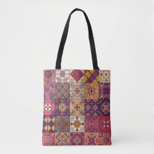 Bolsa Tote Padrão sem costura com azulejos portugueses em ta