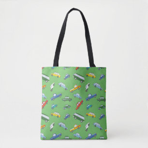Bolsa Tote Padrão sem costura com bonitos carros desenhados