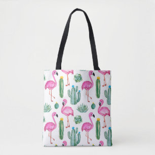 Bolsa Tote Padrão sem costura com cacto de aquarela verde, ta