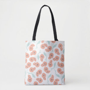 Bolsa Tote Padrão sem costura com flores e elementos florais