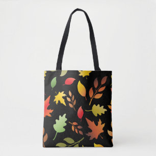 Bolsa Tote Padrão sem costura com folhas de outono caídas e g