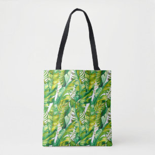 Bolsa Tote Padrão sem costura com folhas tropicais de banana