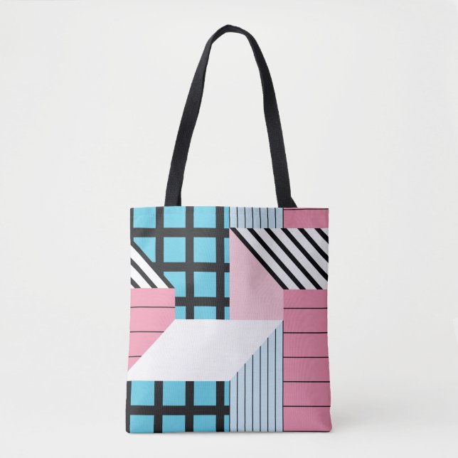 Bolsa Tote Padrão sem costura com formas geométricas de abstr (Frente)