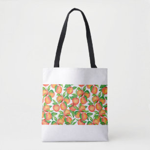Bolsa Tote Padrão sem costura com fruta de tangerina e