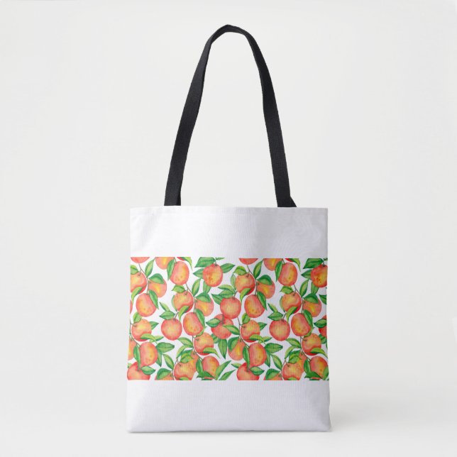 Bolsa Tote Padrão sem costura com fruta de tangerina e (Frente)