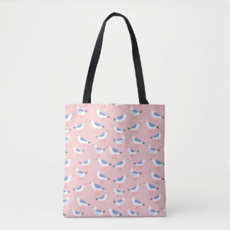 Bolsa Tote Padrão sem costura com gaivotas bonitinhas de dese