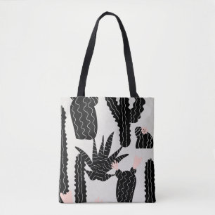 Bolsa Tote Padrão sem costura com ilustração de cactos