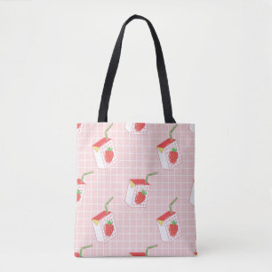 Bolsa Tote Padrão sem costura com leite de animação fofo
