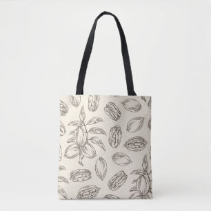 Bolsa Tote Padrão sem costura com pecan: loucos e folhas de p