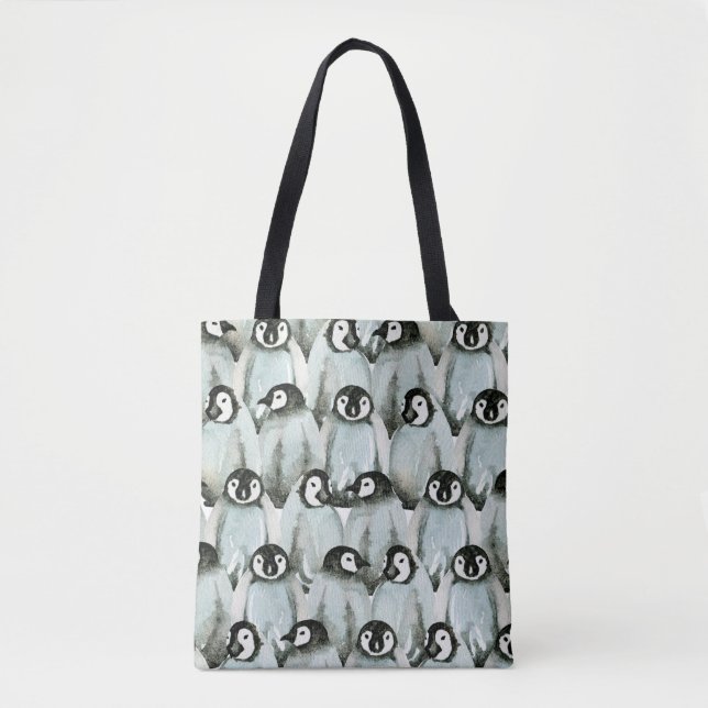 Bolsa Tote Padrão sem costura com pinguins bonitos (Frente)