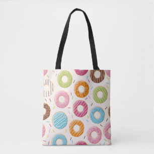 Bolsa Tote Padrão sem costura com rosquinhas brilhantes e co
