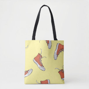 Bolsa Tote Padrão sem costura com tênis vermelho vintage,dr m
