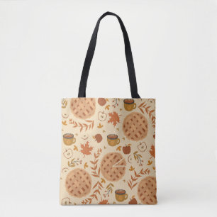 Bolsa Tote Padrão sem costura com torta de maçã, maçãs e