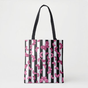 Bolsa Tote Padrão sem costura da borboleta sobre fundo branco