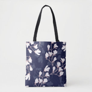 Bolsa Tote Padrão sem costura da flor de Magnolia com flor b