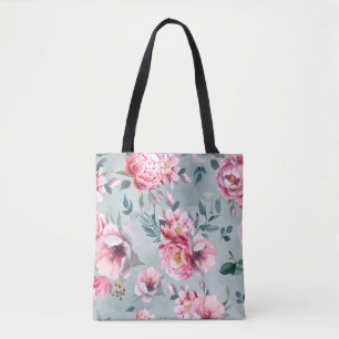 Bolsa Tote Padrão sem costura de aquarelas e flores de fl