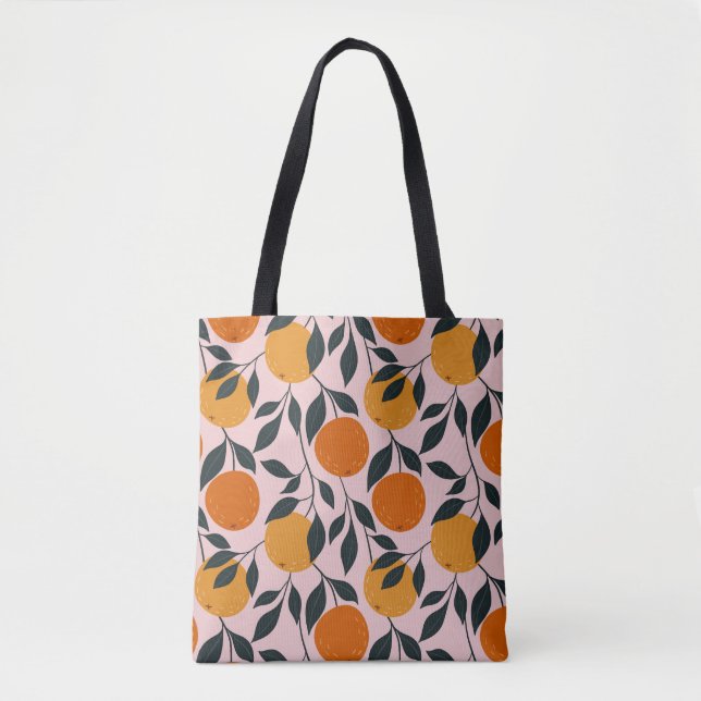 Bolsa Tote Padrão Sem Costura De Citros De Laranja Vibrante (Frente)