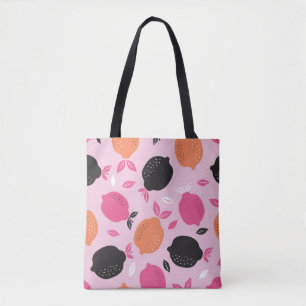 Bolsa Tote Padrão sem costura de Citrus têxtil. reversão da i
