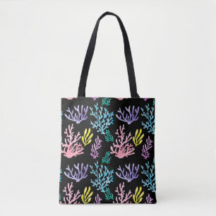 Bolsa Tote Padrão sem costura de corais pintados com aquarel