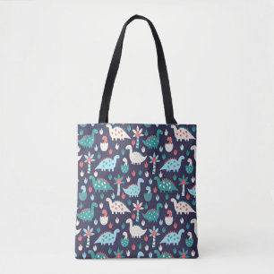 Bolsa Tote Padrão sem costura de dinossauro bonito