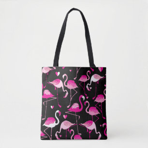 Bolsa Tote Padrão sem costura de flamingos cor-de-rosa em uma